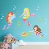 3 rainbow coloured mermaid wall decal stickers with animals, to fill a small area in on a child's wall.