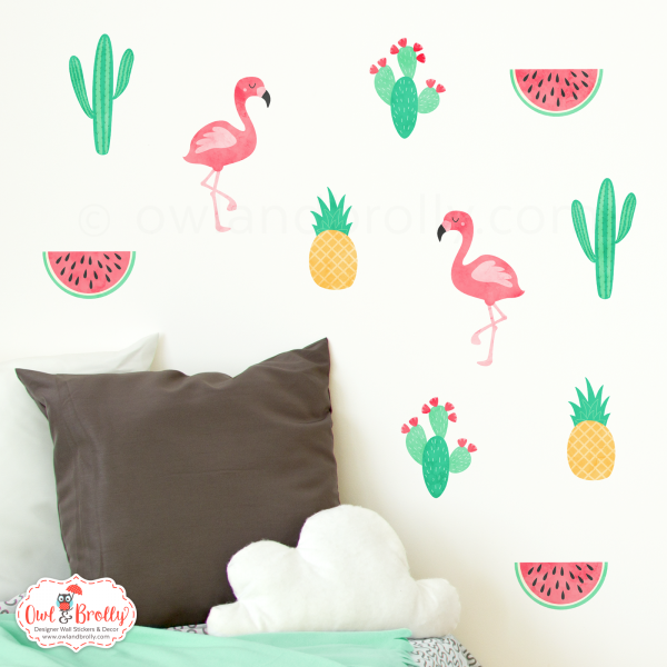 Tropical wall stickers scene by Owl and Brolly