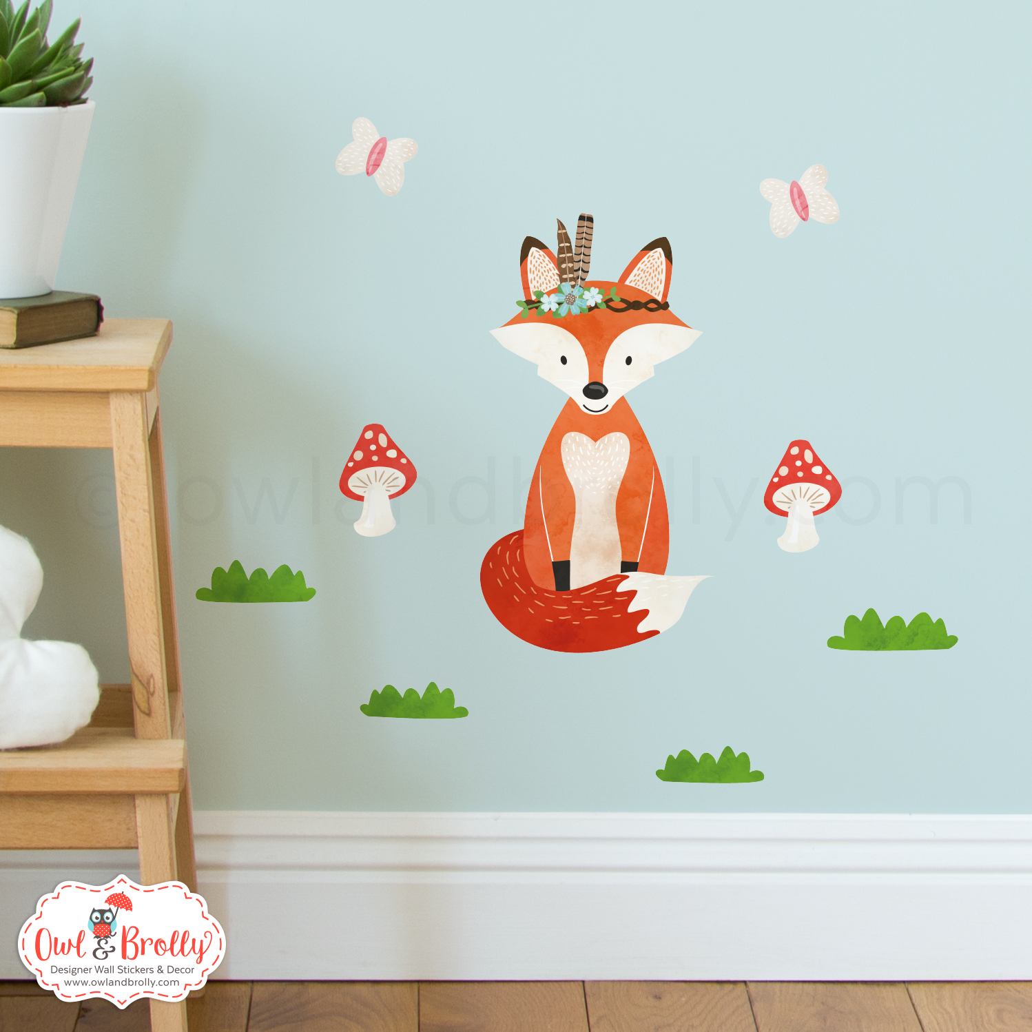 Golden Lichi DIY Small Fox Wall Sticker Decal for Children Nursery Room 
