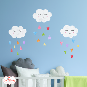 Clouds and Raindrop Wall Stickers