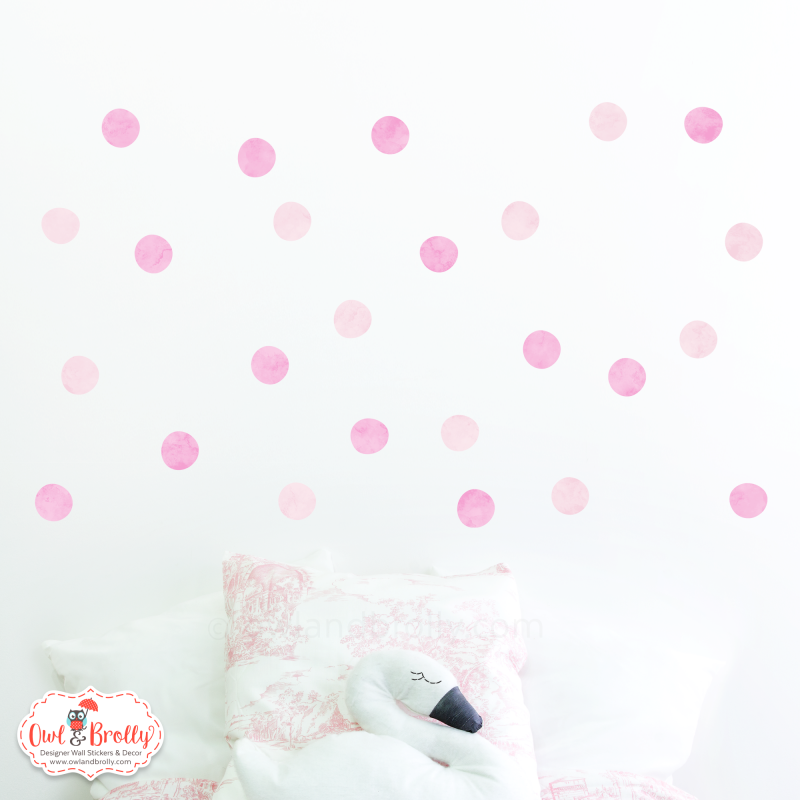 Pink dots wall stickers smaller spaces collection Owl & Brolly