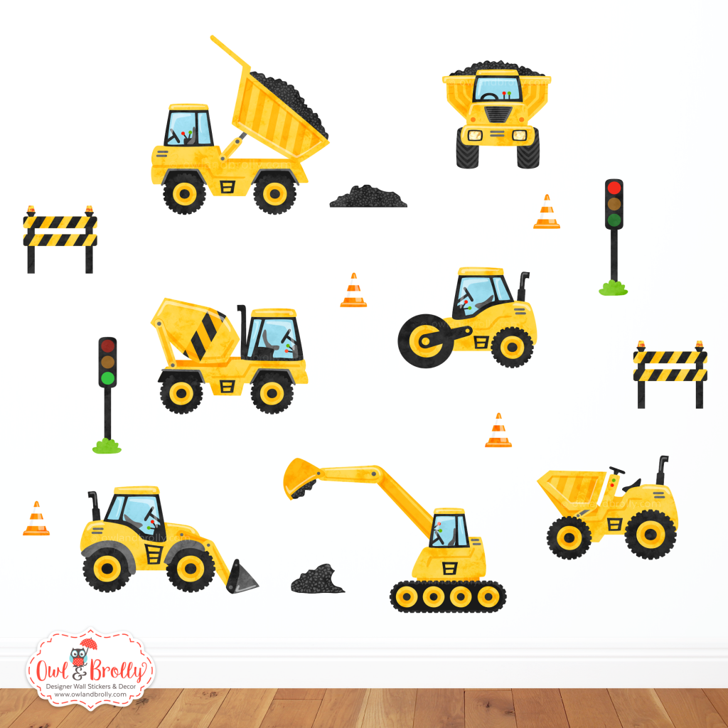 Construction Building Site Fabric Wall Stickers Decals Large Scene