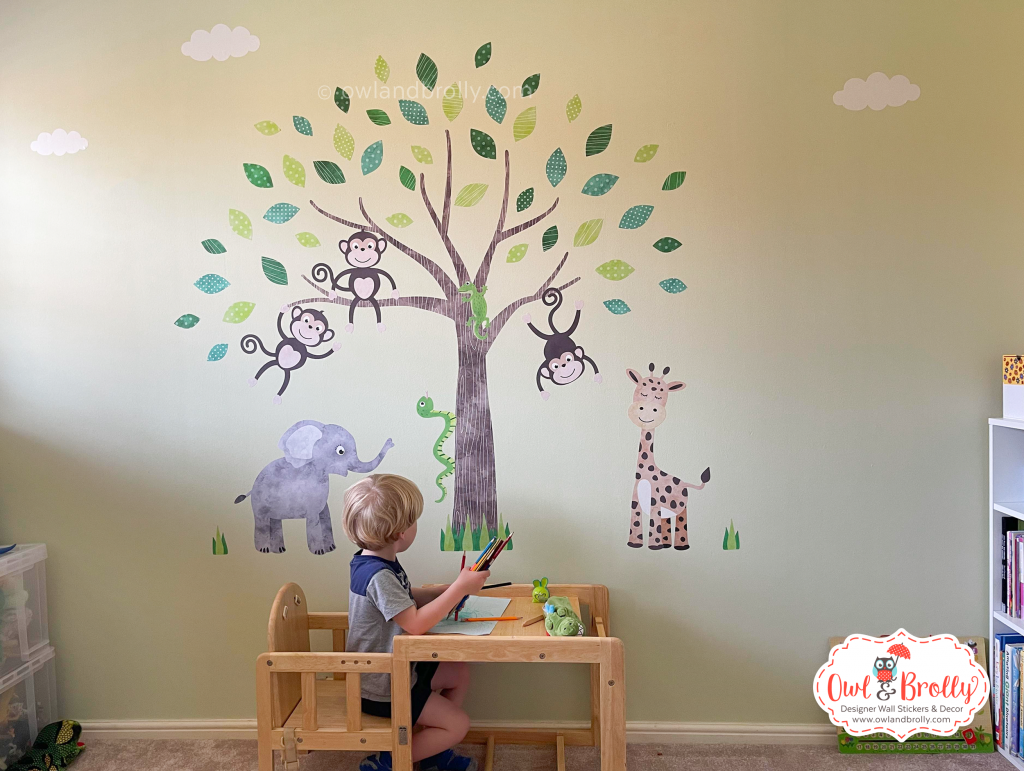 Jungle Safari Animal Fabric Wall Sticker Decals Large Scene (7 main ...