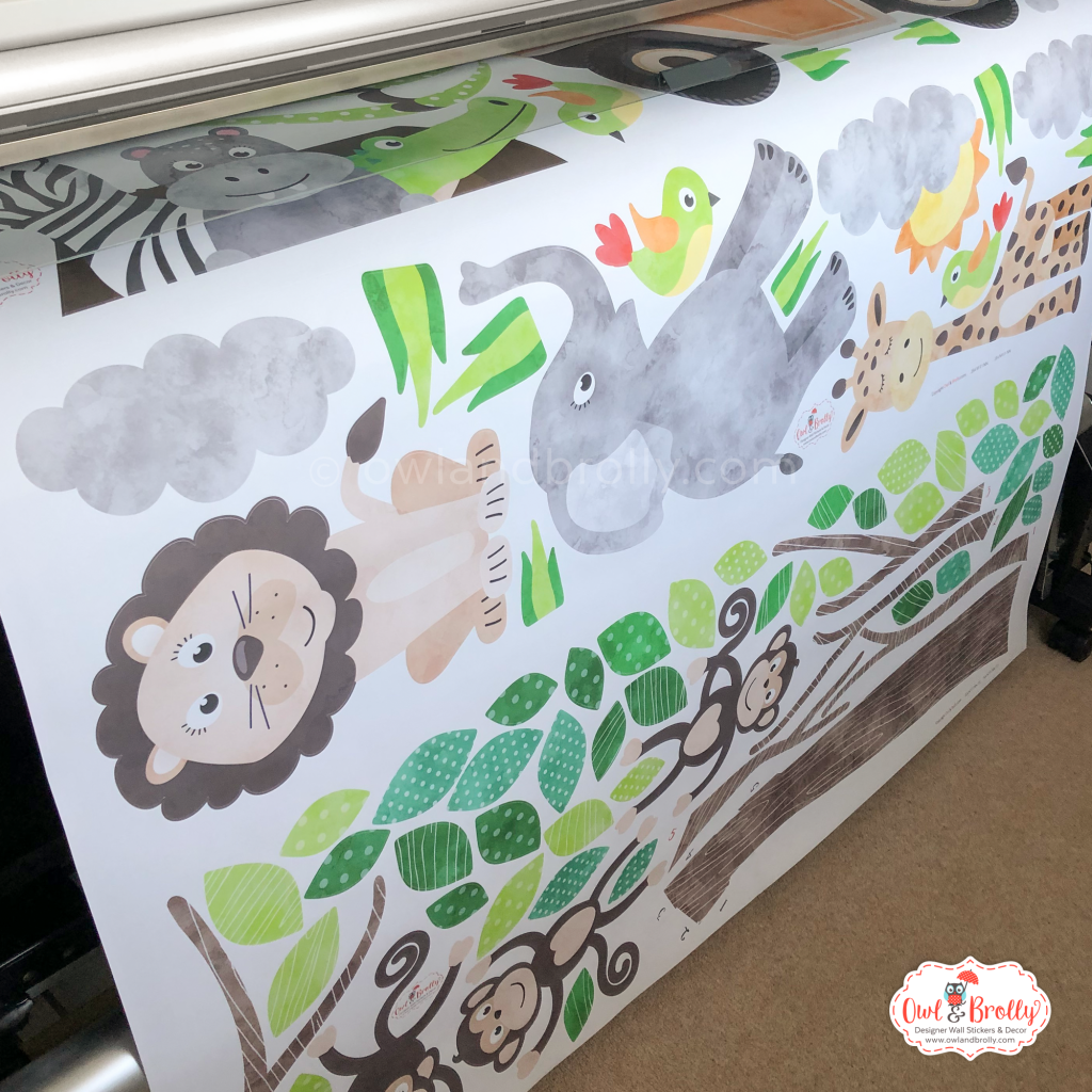 Jungle Safari Animals Fabric Wall Sticker Decals Large Scene (Natural ...