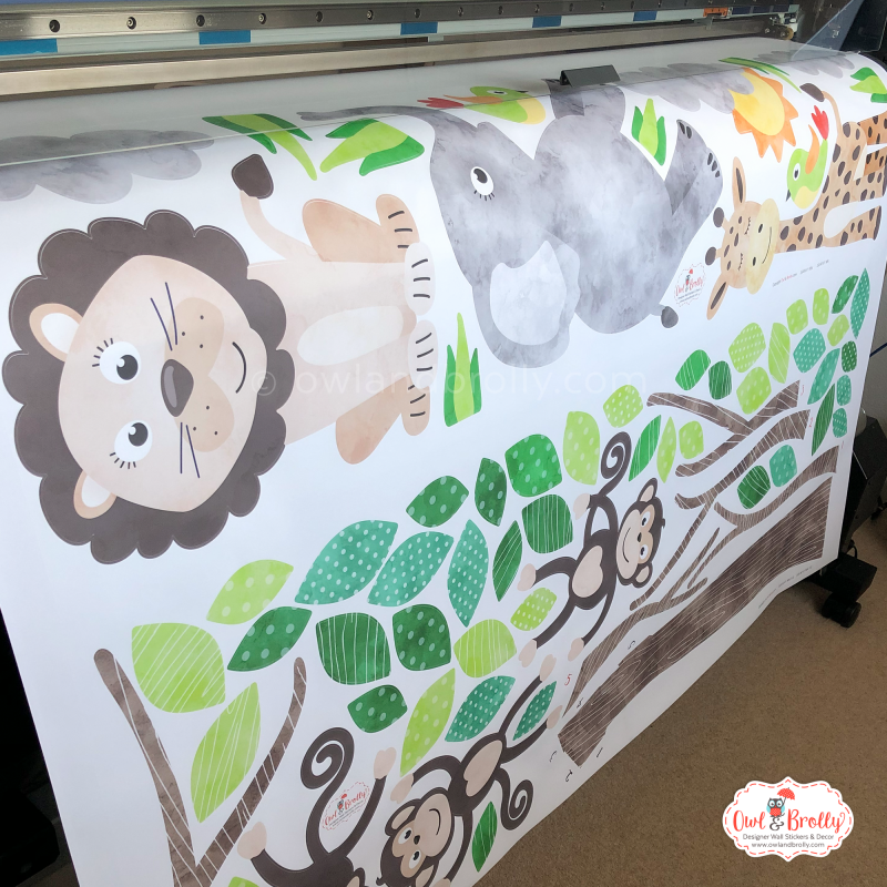 Jungle Safari Fabric Wall Sticker Decals Medium Scene (Natural Neutral ...