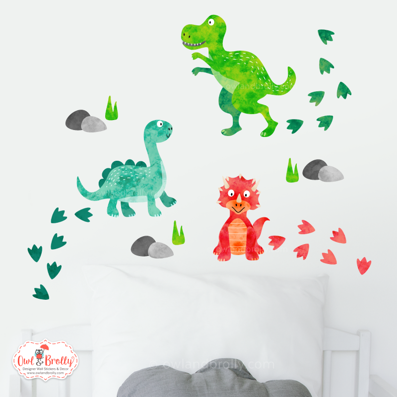 Dinosaur wall stickers (Smaller Spaces Collection) Owl & Brolly
