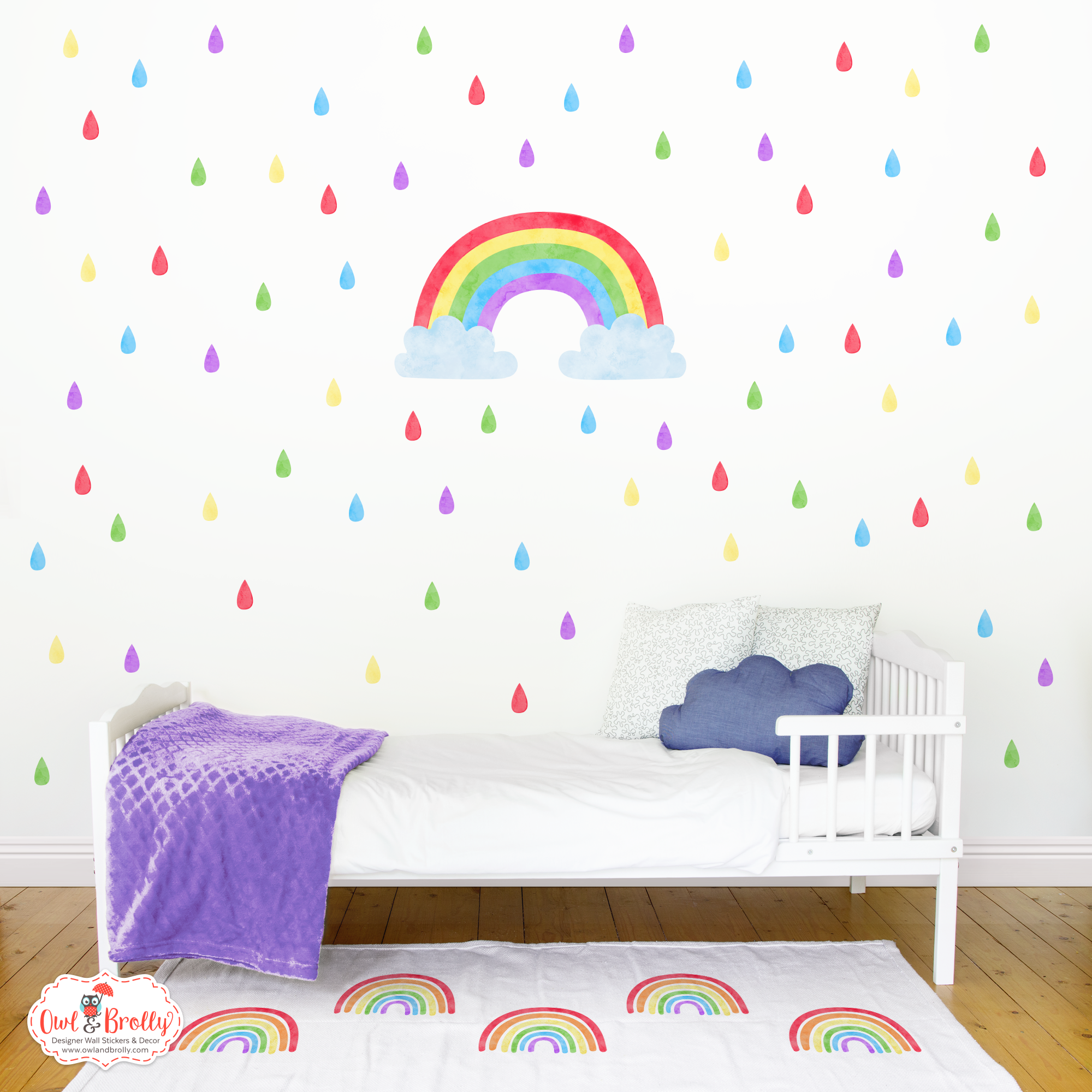 150 Rain Drops Wall Decal Individual Stickers Children Decor Bedroom Nursery Kid 