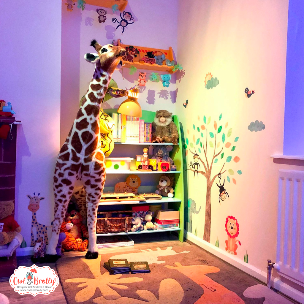 Jungle Safari Fabric Wall Sticker Decals Smaller Scene (Bright Neutral ...