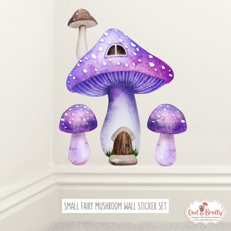 Fairy Toadstool Mushroom House Wall Sticker Decals Purple (smaller ...