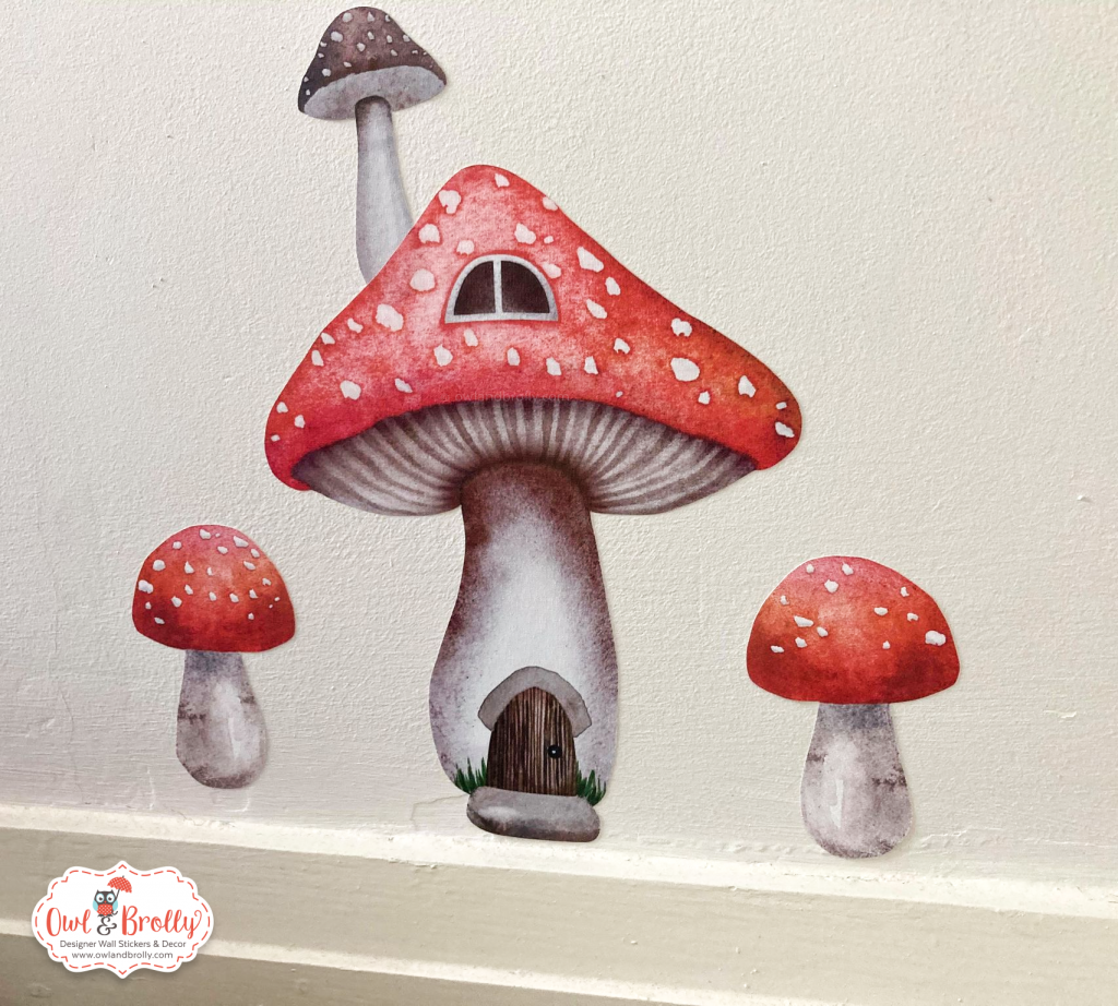 Fairy Toadstool Mushroom House Wall Sticker Decals Red (smaller spaces ...