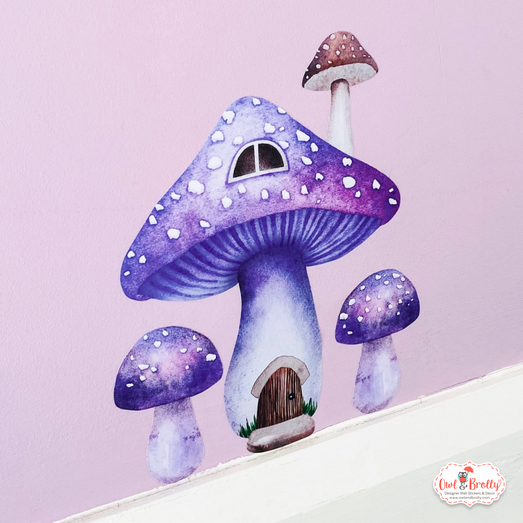 Fairy Toadstool Mushroom House Wall Sticker Decals Purple (smaller ...