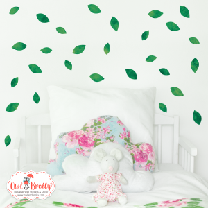 Green leaf wall sticker decals ideal for an accent to walls with flowers, jungle or woodland theme decor