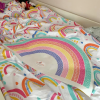 Colour matched rainbow wall sticker to go with rainbow bedding.
