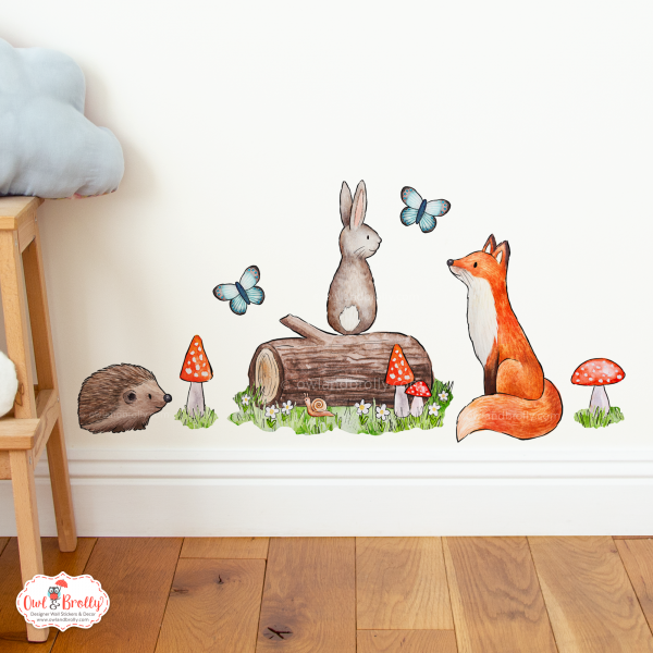 Woodland wall decal small set watercolour illustrated nursery decals