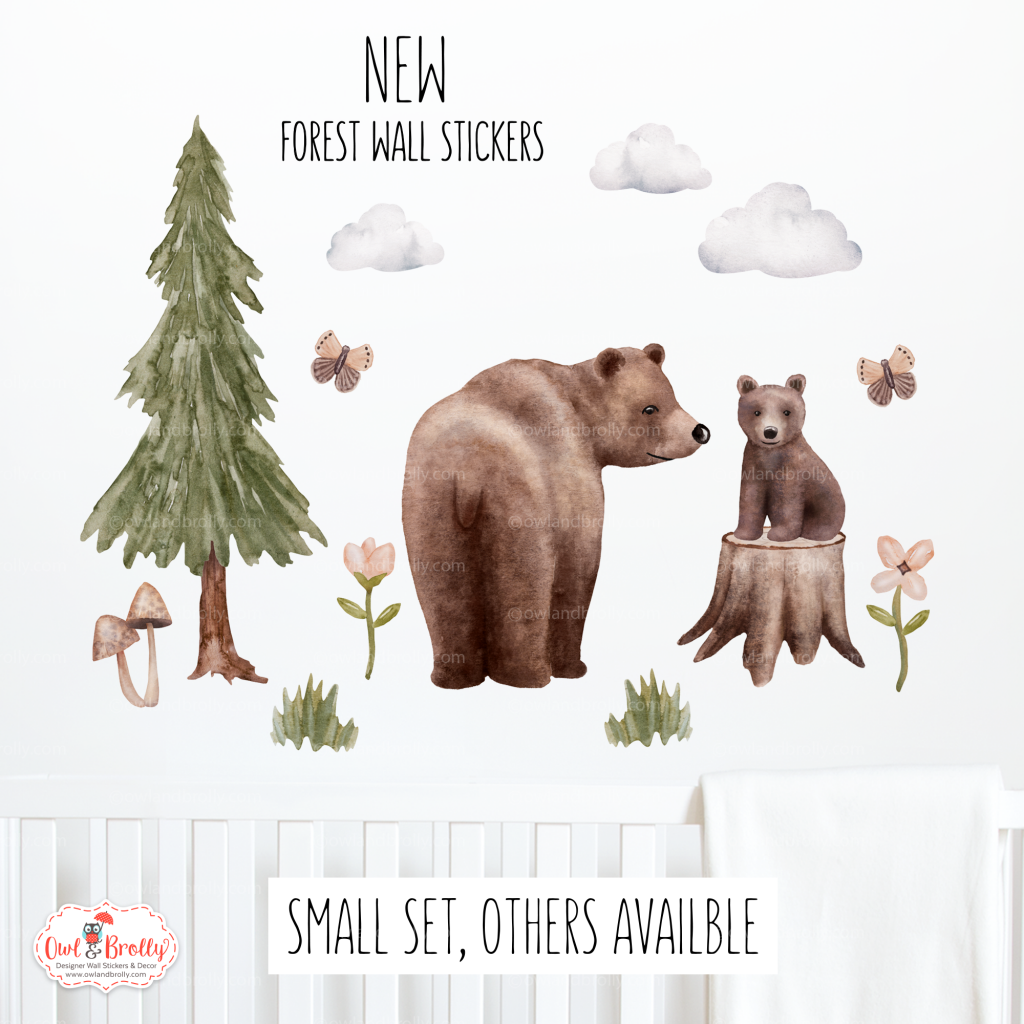 Forest Animal Wall Stickers Range Owl & Brolly