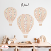 Wooden and Pattern Printed Faux Effect Hot Air Balloons Wall Stickers (Autumn Fungi Pattern)