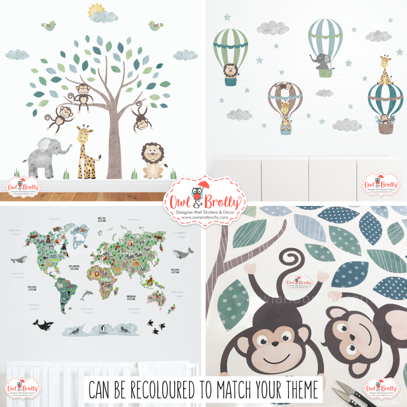 Jungle Safari Animal Fabric Wall Sticker Decals XL Scene With Regular ...