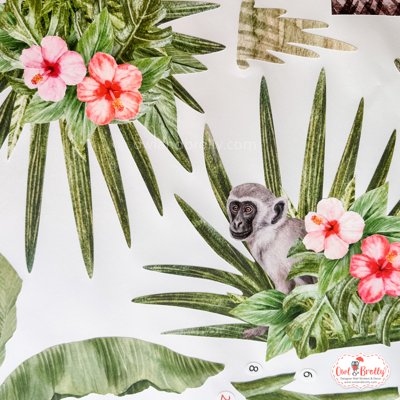 Watercolour Jungle Safari Animal Fabric Wall Sticker Decals Medium ...