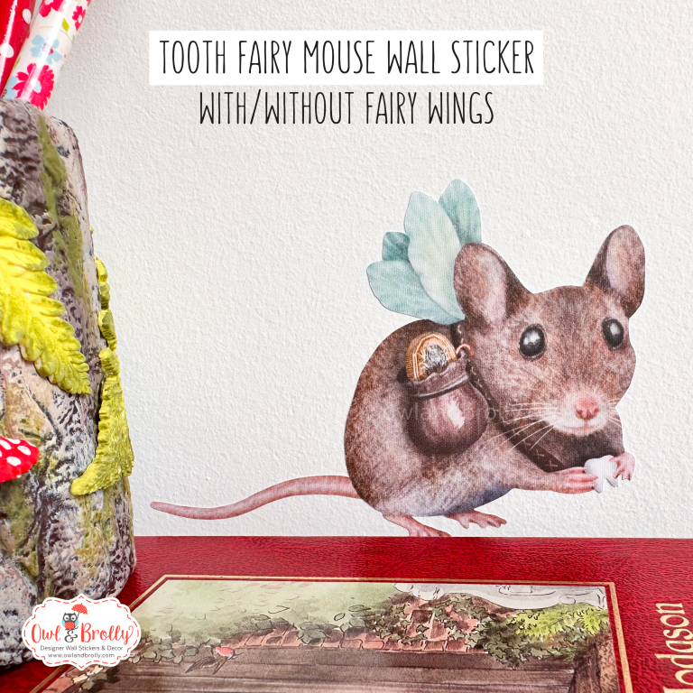 Tooth Fairy Mouse Wall Sticker – Owl & Brolly