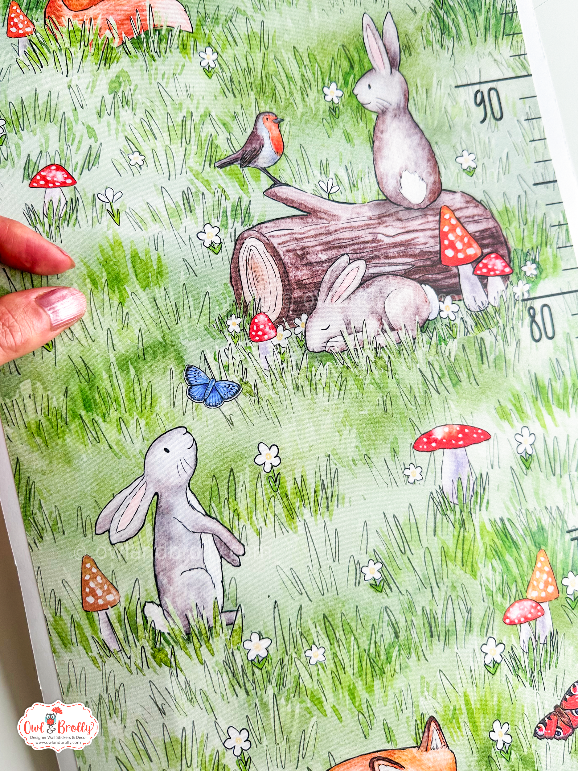 Woodland Animals Height Growth Chart Wall Sticker - Hill Top Range - Image 4