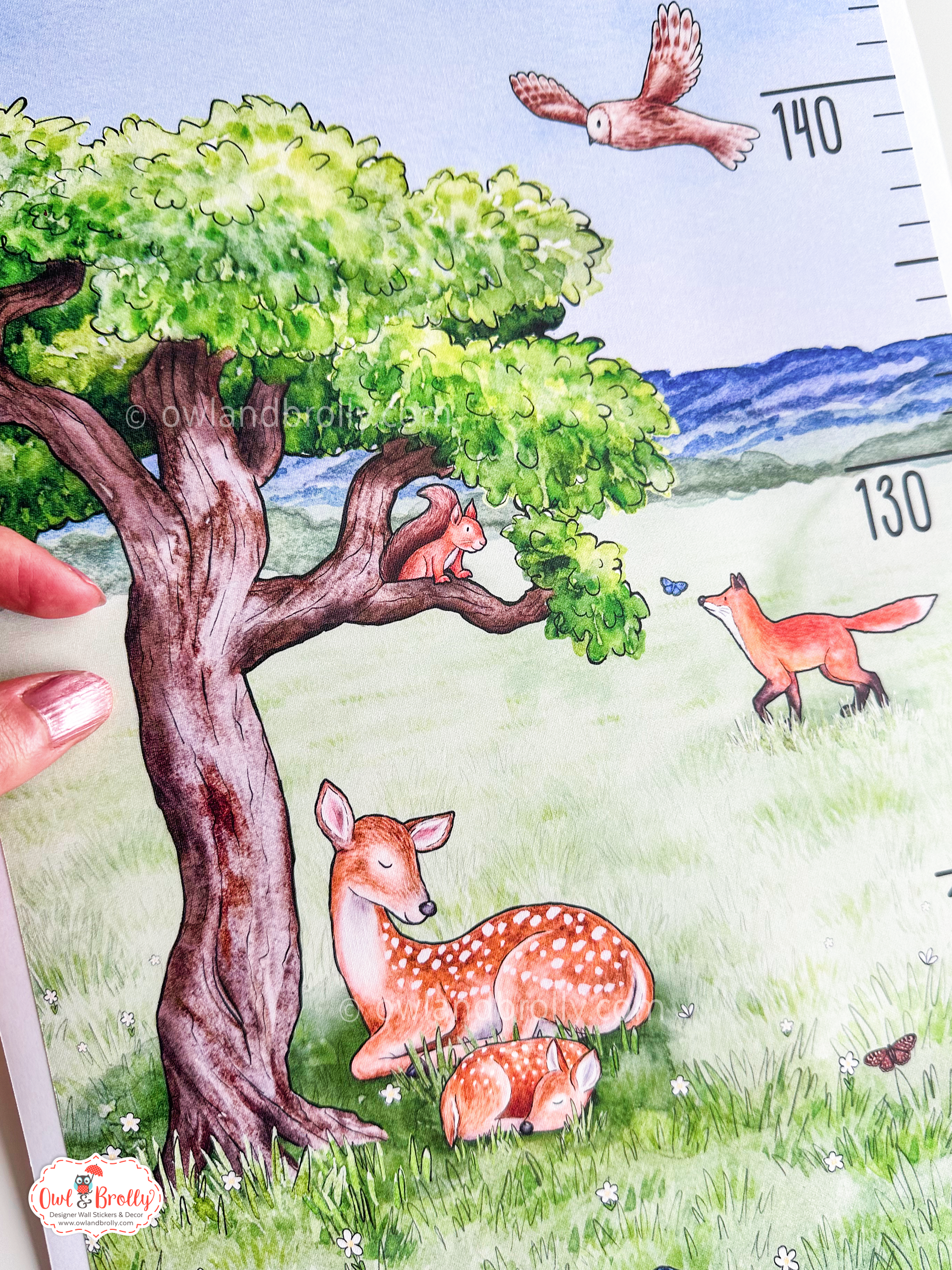 Woodland Animals Height Growth Chart Wall Sticker - Hill Top Range - Image 6