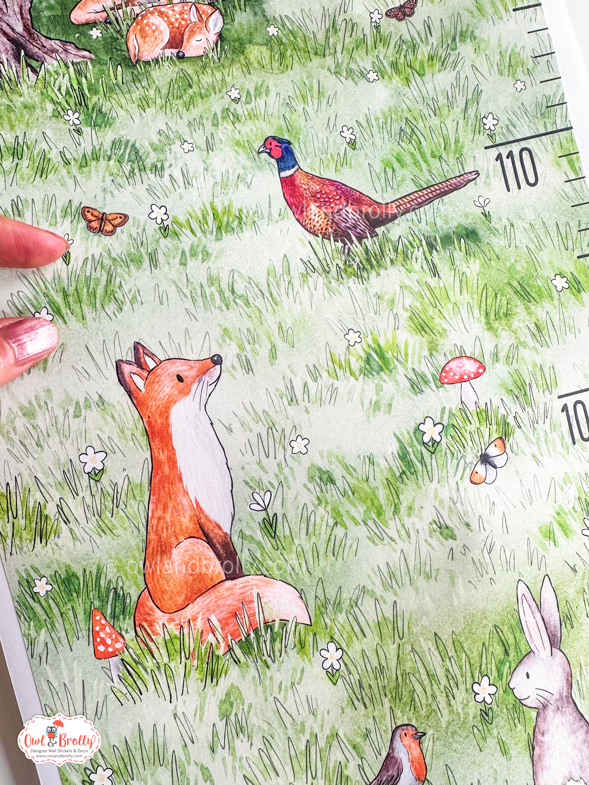 Woodland Animals Height Growth Chart Wall Sticker - Hill Top Range - Image 5