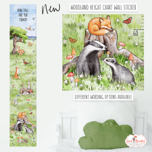 Woodland Animals Height Growth Chart Wall Sticker - Hill Top Range