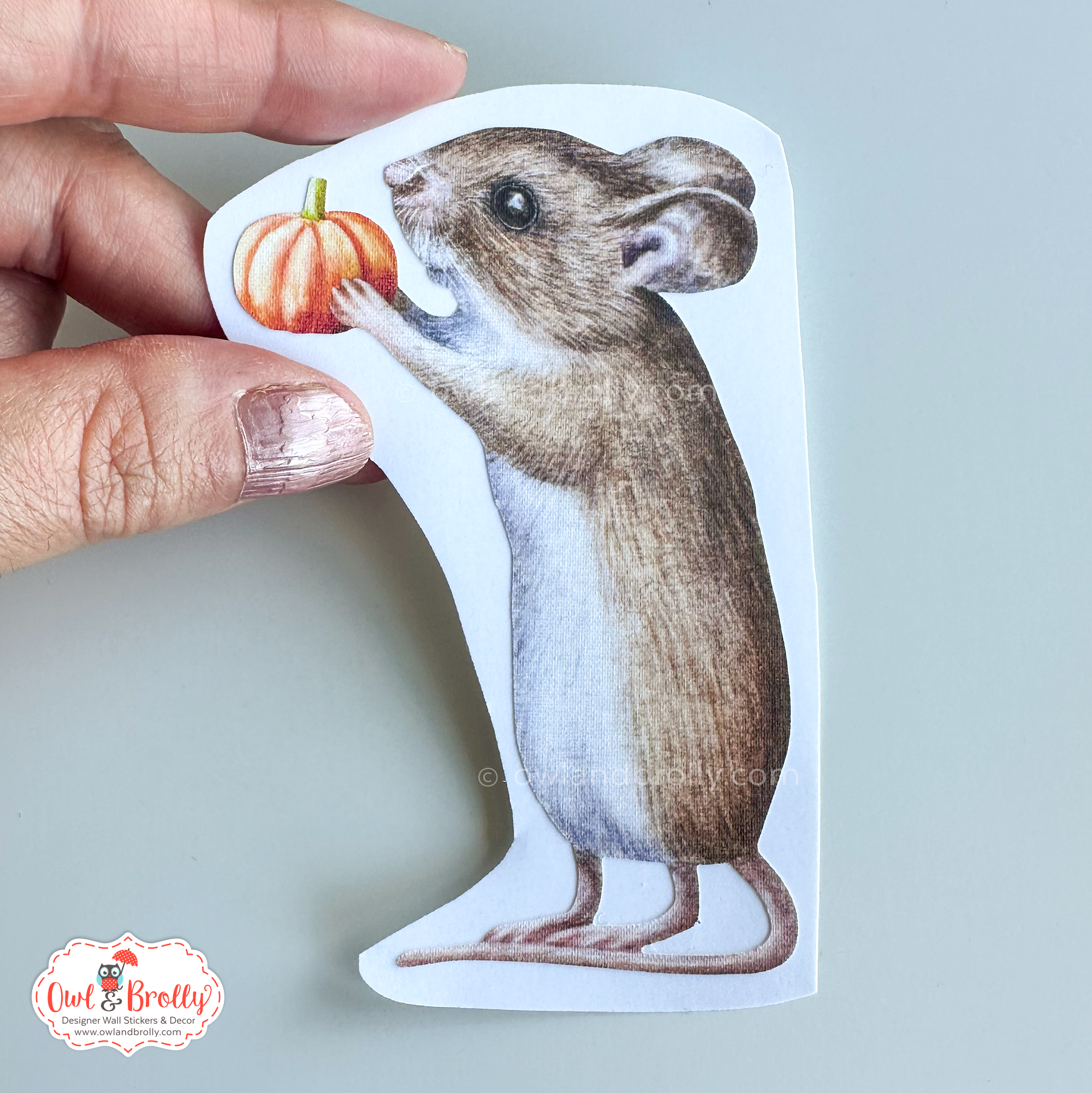 Watercolour Mouse Holding Mini Pumpkin Wall Sticker - Image 2